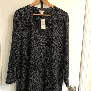 Women's J. Crew black dress w/ white polka dots, A-Line cut, size small, w/ tags